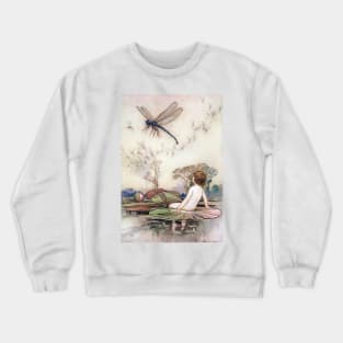 Tom Meets the Dragonfly by Warwick Goble Crewneck Sweatshirt